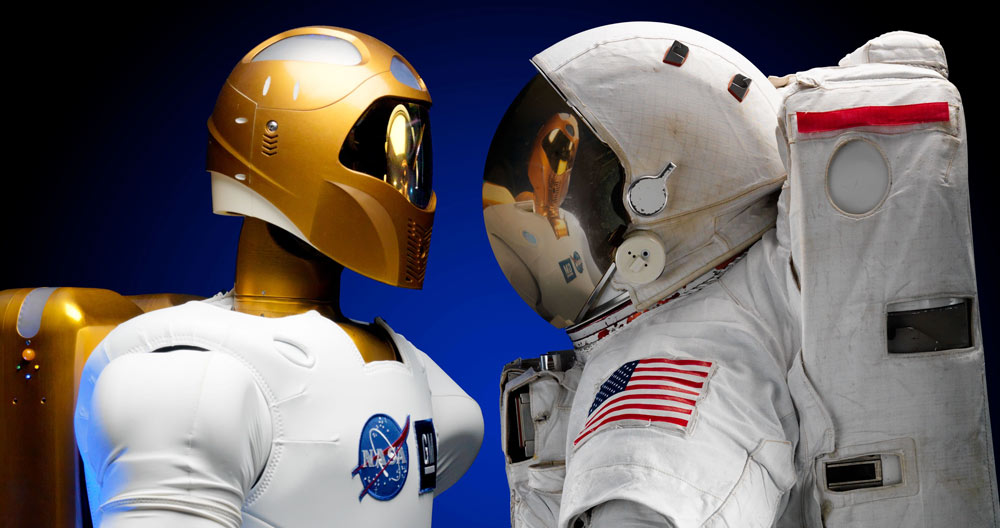 Robot and human astronaut